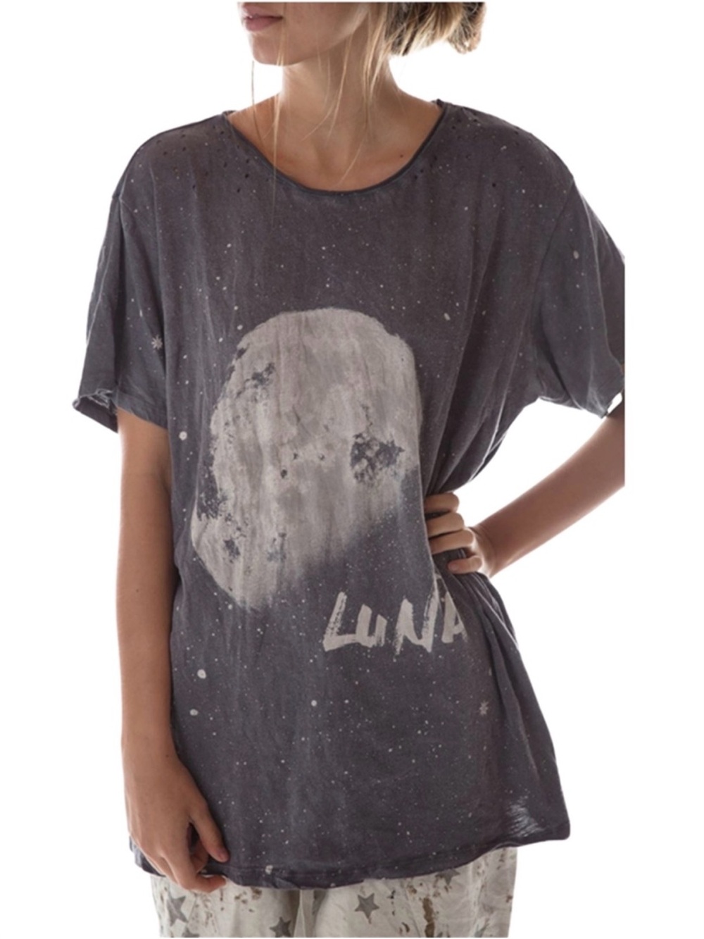 Magnolia Pearl Charcoal Gray 'Luna' Moon Graphic Tee in Ozzy - Original T Shirt